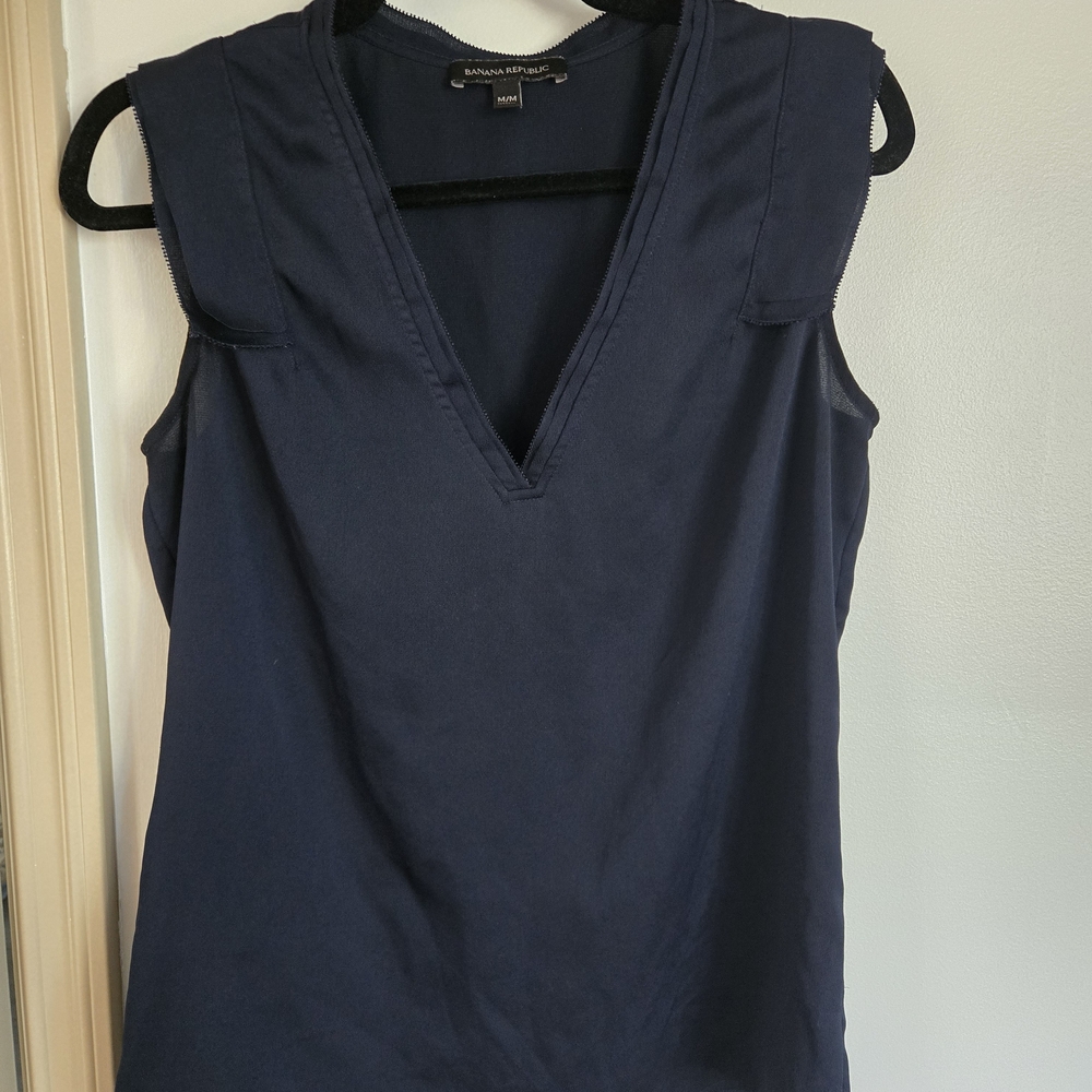 Banana Republic Deep Blue V-Neck Blouse